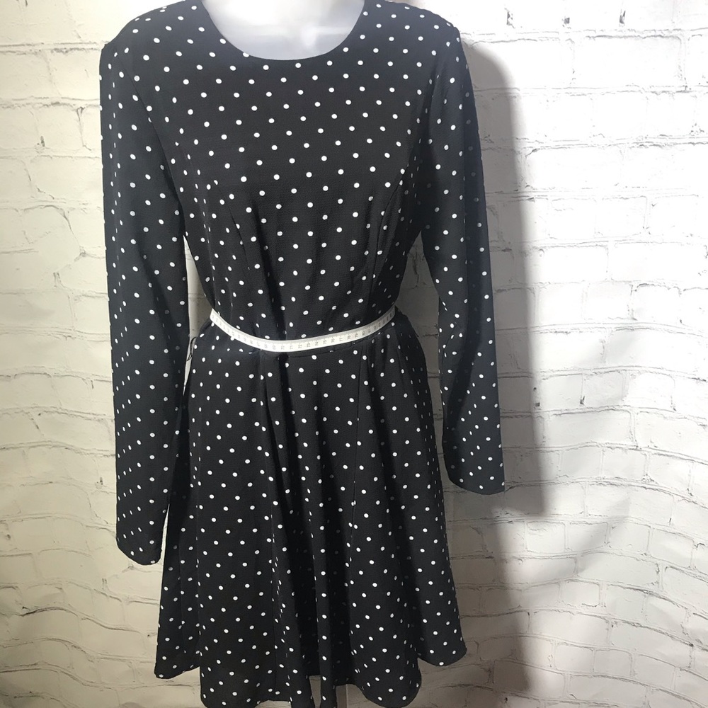 Exhilaration Black Polka Dot Long Sleeve Dress; SM